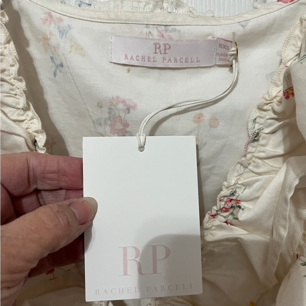 Rachel Parcell Cream Floral Ruffle Blouse - Picture 4 of 6